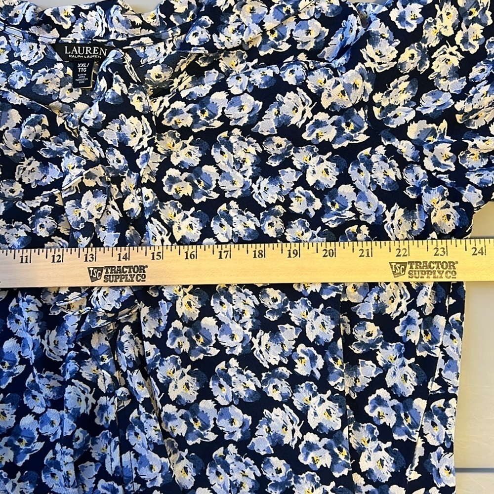 Ralph Lauren Blue Floral Women's Top XXL - Picture 6 of 8